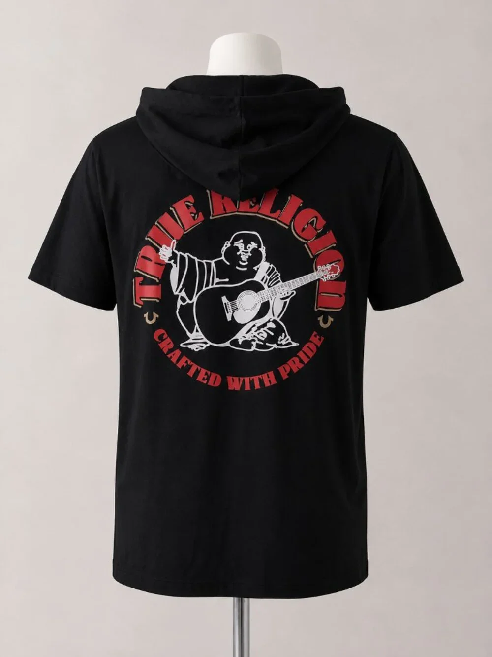 True Religion Men's Circular Hooded Tee – Jet Black – Size L – New